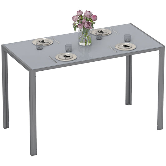 Modern Rectangular 4 Seater Dining Table with Tempered Glass Top