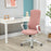 High-Back Office Chair, Elastic Desk Chair with Armrests, Tilt Function, Adjustable Seat Height, Pink