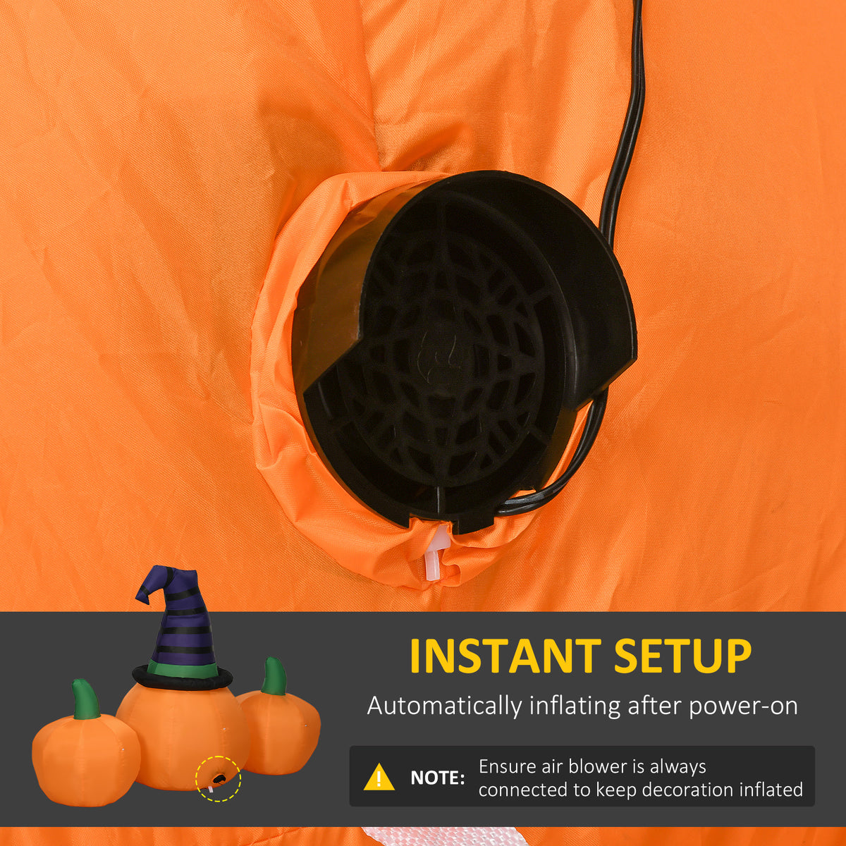 6' Inflatable Halloween Large Pumpkin in Hat w/ Four Small Pumpkin LED