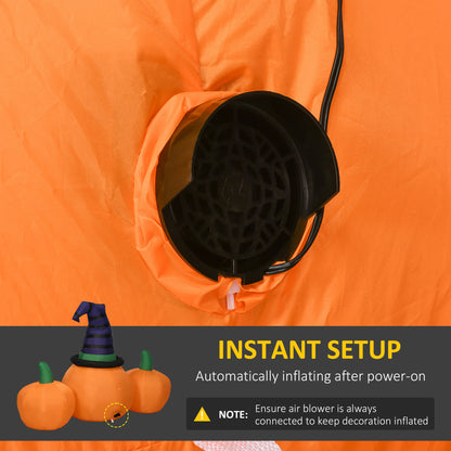6' Inflatable Halloween Large Pumpkin in Hat w/ Four Small Pumpkin LED