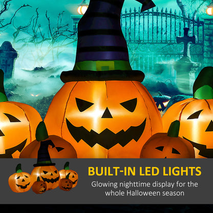 6' Inflatable Halloween Large Pumpkin in Hat w/ Four Small Pumpkin LED
