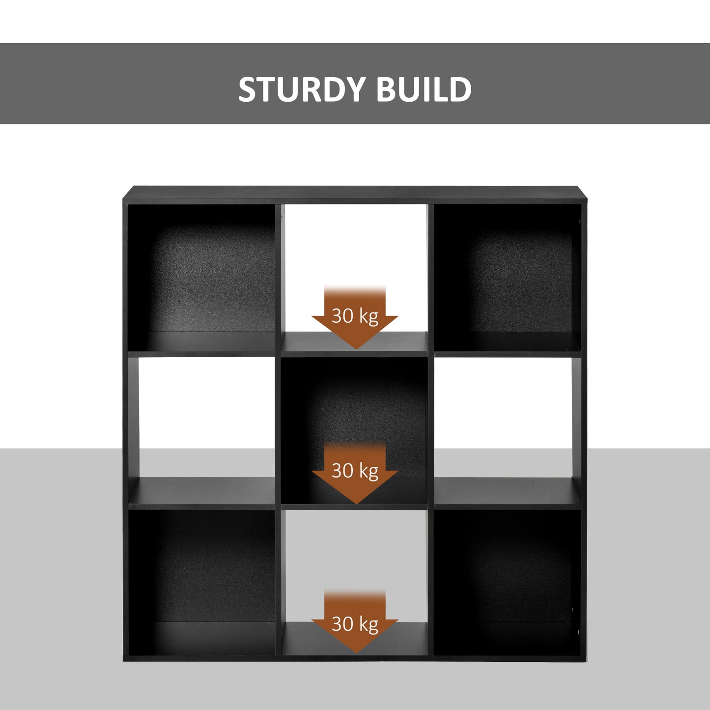 9 Cube Storage Cupboard Bookcase Bookshelf Home Office, Black