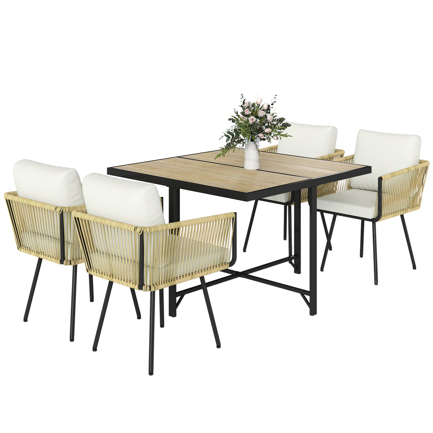 5 Piece Garden Furniture Set, Garden Dining Set with 4 Chairs