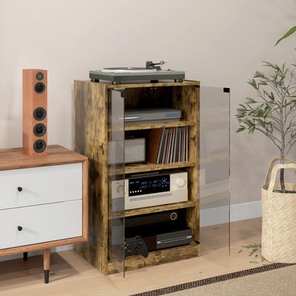 4-Tier Hi-Fi Stand with Adjustable Shelves, Rustic Brown