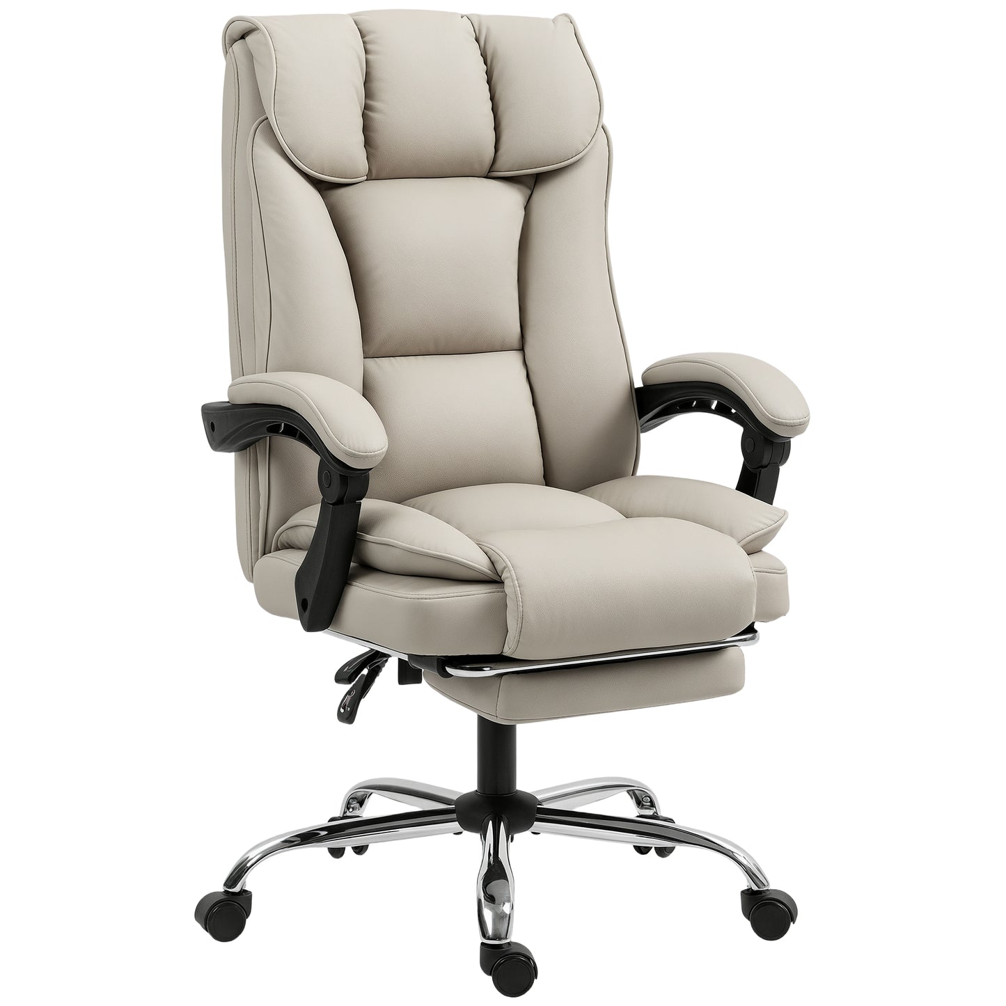 Pet-Friendly Leather Recliner Computer Chair with Footrest, Khaki