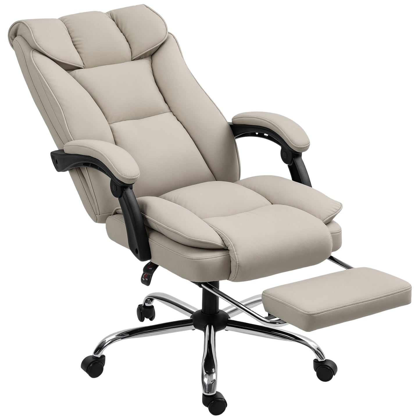 Pet-Friendly Leather Recliner Computer Chair with Footrest, Khaki