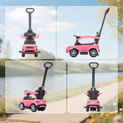 Land Rover Licensed Baby Push Car, 2-in-1 Ride on Car, Pink