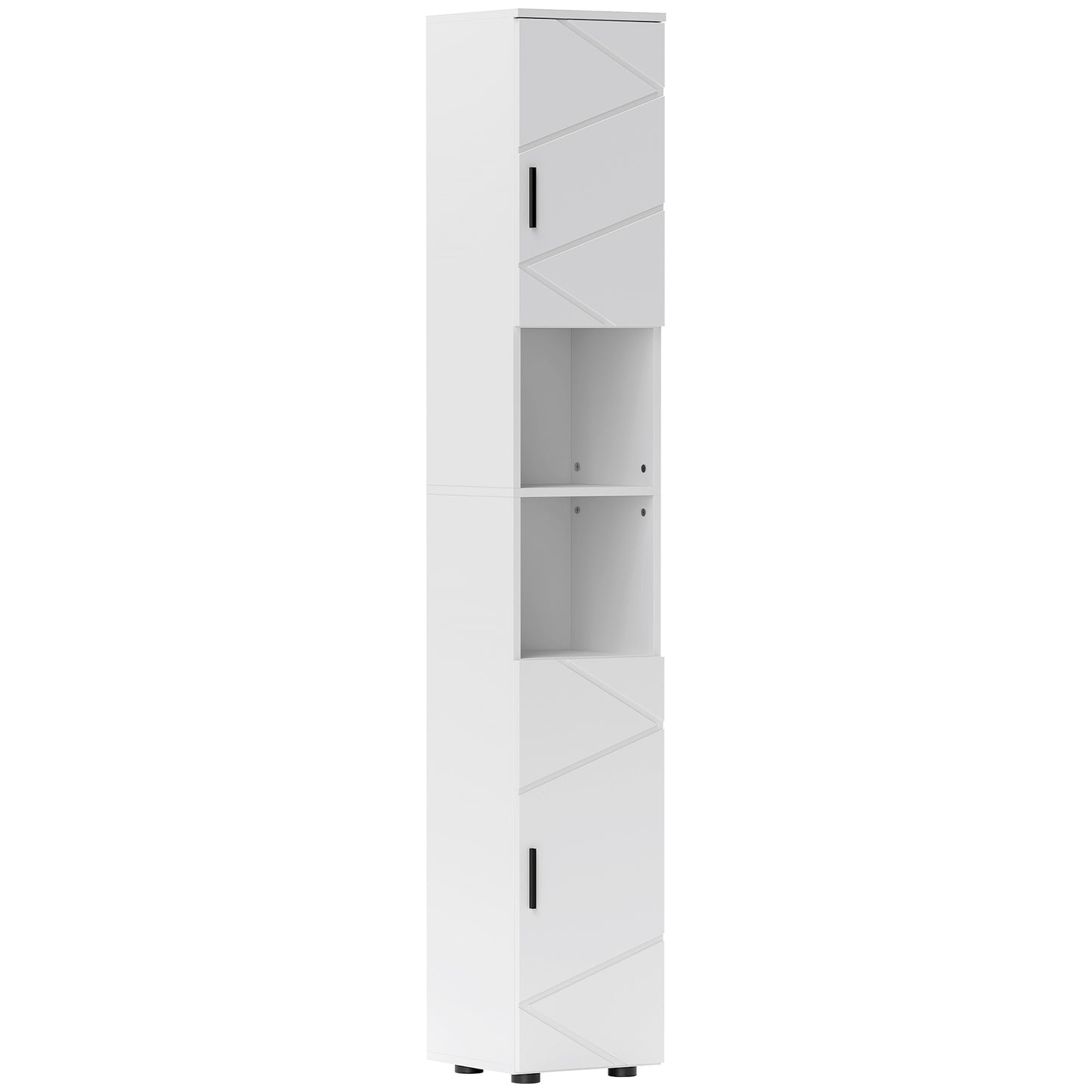 kleankin Tall Bathroom Storage Cabinet with Soft Close Mechanism, White