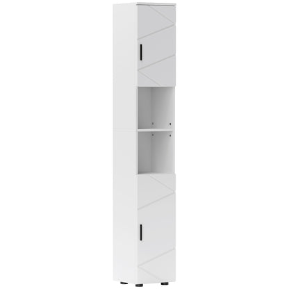 kleankin Tall Bathroom Storage Cabinet with Soft Close Mechanism, White
