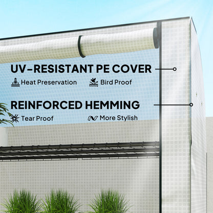 Mini Greenhouse Indoor Outdoor Green House with PE Cover, White