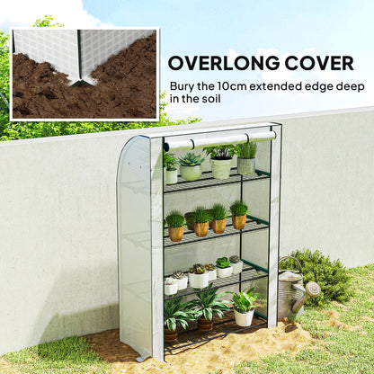Mini Greenhouse Indoor Outdoor Green House with PE Cover, White