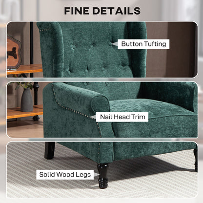 Manual Reclining Armchair Recliner with Footrest Dark Green