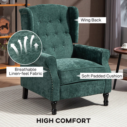 Manual Reclining Armchair Recliner with Footrest Dark Green