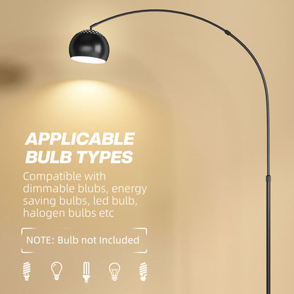 Arc Floor Lamp for Living Room, Free Standing Tall Lamp, Black