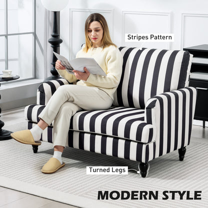 Cuddle Chair with Stripe, Armchair for Living Room, Black and White