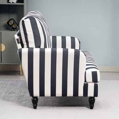 Cuddle Chair with Stripe, Armchair for Living Room, Black and White