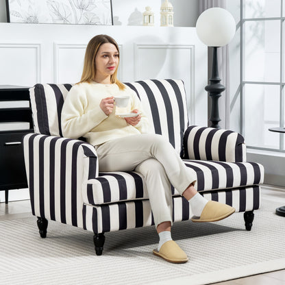 Cuddle Chair with Stripe, Armchair for Living Room, Black and White