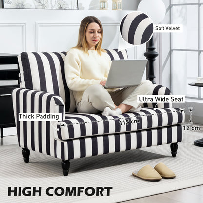Cuddle Chair with Stripe, Armchair for Living Room, Black and White