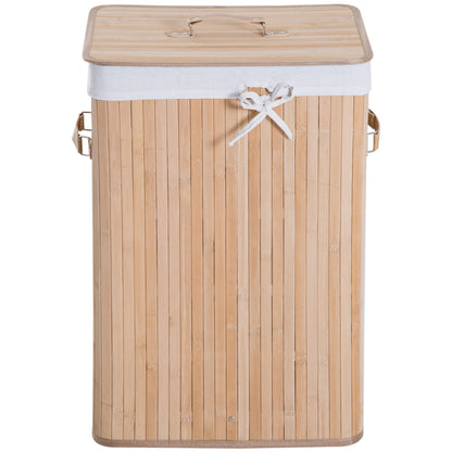 Bamboo Laundry Hamper 70L w/ Lid & Removable Liner, Natural