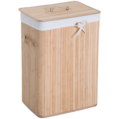 Bamboo Laundry Hamper 70L w/ Lid & Removable Liner, Natural