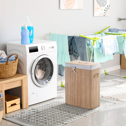 Bamboo Laundry Hamper 70L w/ Lid & Removable Liner, Natural