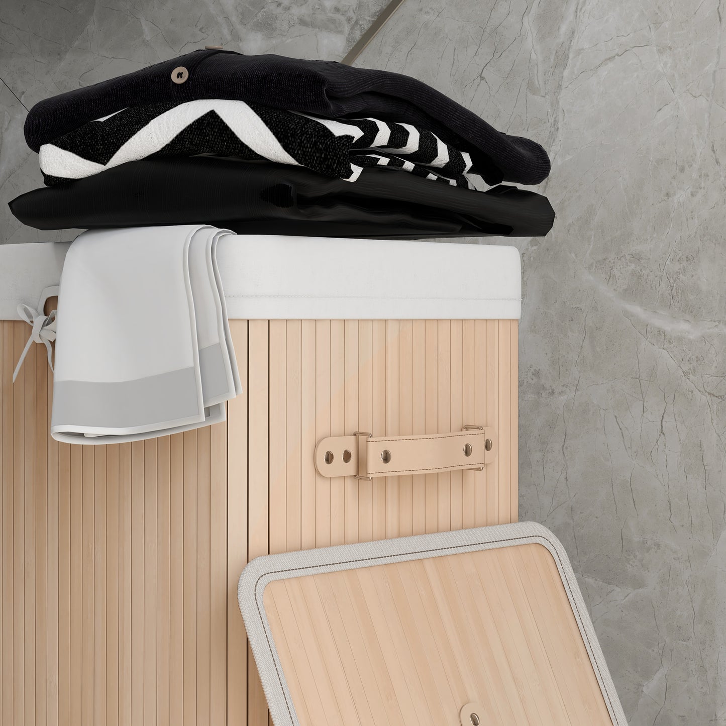 Bamboo Laundry Hamper 70L w/ Lid & Removable Liner, Natural