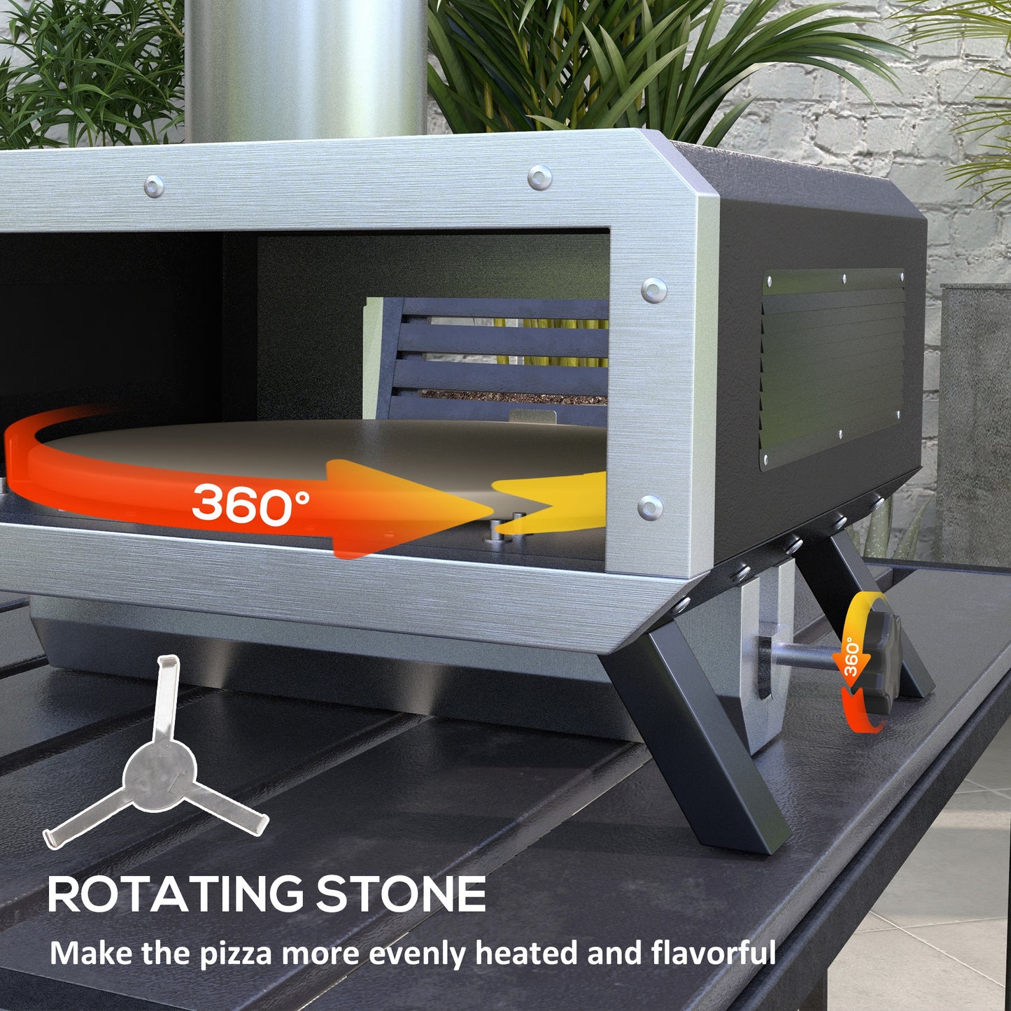 Warehouse Clearance Sale -  Portable Wood Pellet Pizza Oven with 12" / 30cm Rotating Pizza Stone, Peel and Cover, Wood Fired Pizza Maker with Thermometer