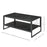 Two-Tier Laminate Marble Print Table Top Coffee Table w/ Metal Frame Foot Pads Elegant Modern Style 2 Shelves Home Display Storage Unit Black