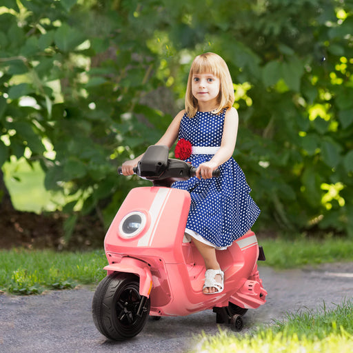 6V Kids Electric Motorbike with Headlight and Music - Pink