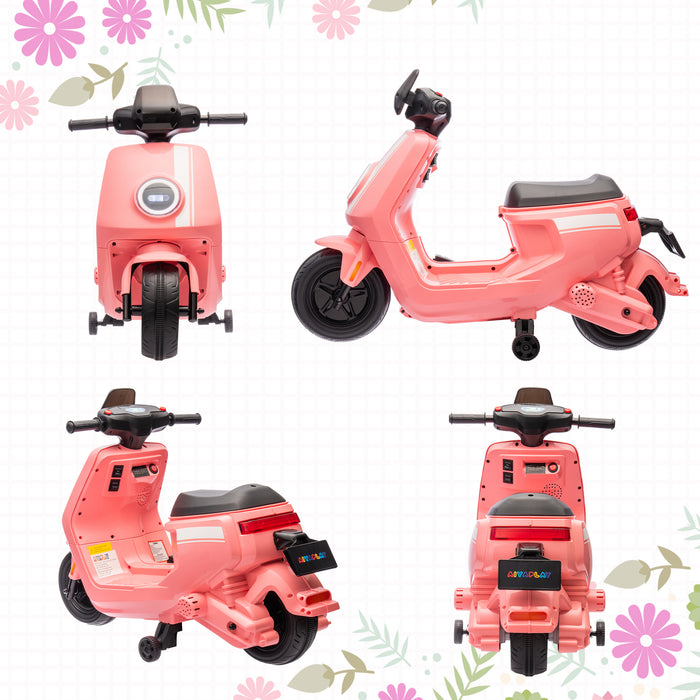 6V Kids Electric Motorbike with Headlight and Music - Pink