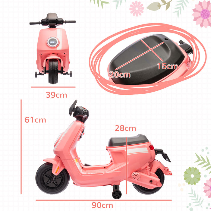 6V Kids Electric Motorbike with Headlight and Music - Pink