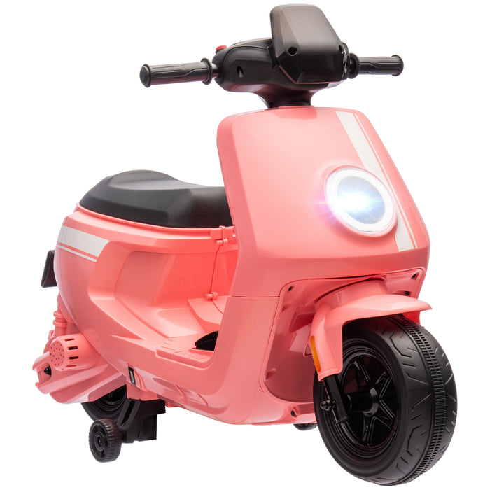 6V Kids Electric Motorbike with Headlight and Music - Pink