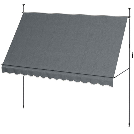 3.5 x 1.2m Retractable Awning, Free Standing Patio Sun Shade Shelter, UV Resistant, for Window and Door, Grey