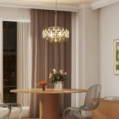 Ceiling Light with Adjustable Height, Modern Crystal Chandelier