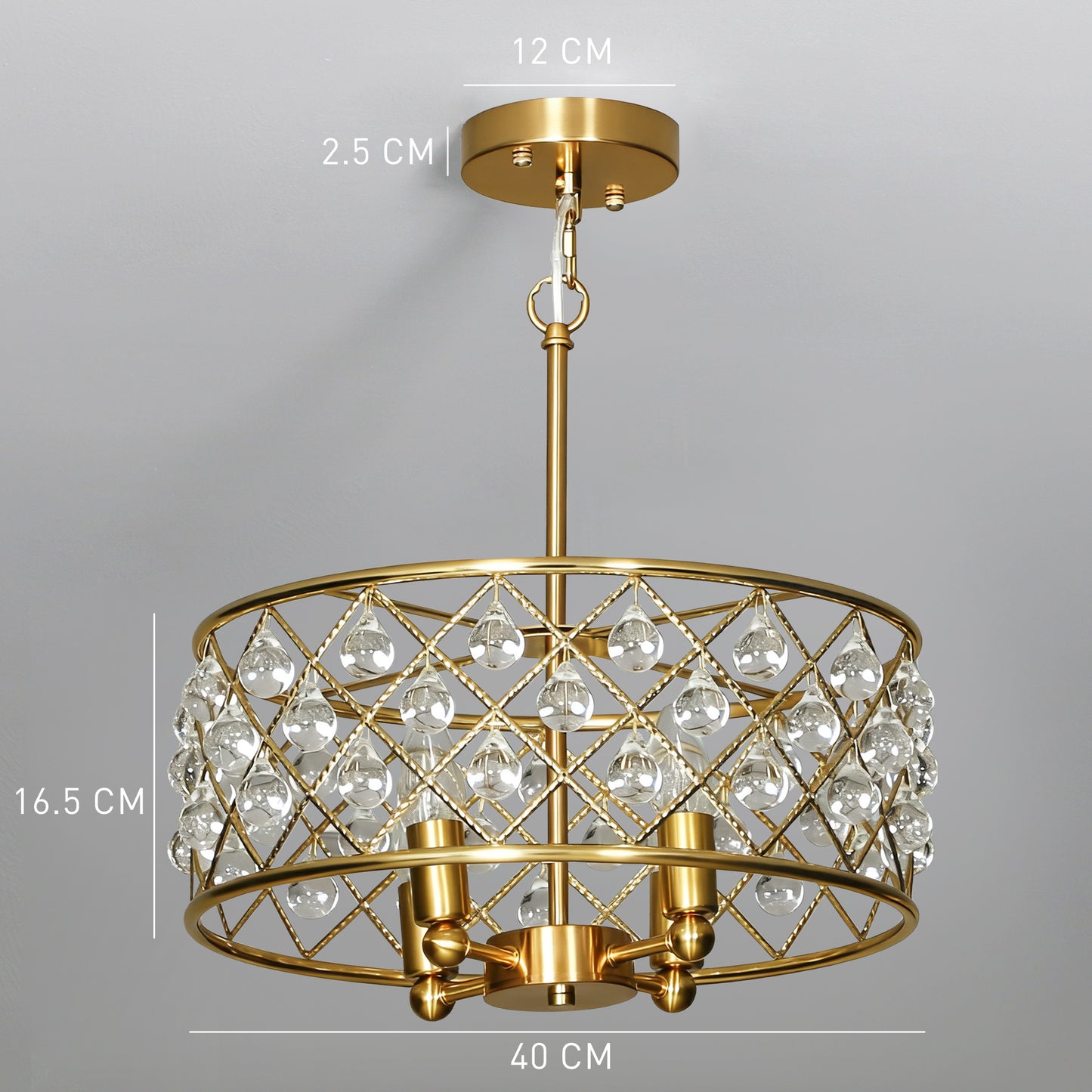 Ceiling Light with Adjustable Height, Modern Crystal Chandelier