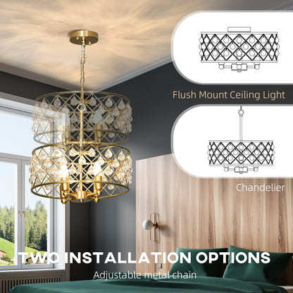 Ceiling Light with Adjustable Height, Modern Crystal Chandelier