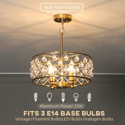 Ceiling Light with Adjustable Height, Modern Crystal Chandelier
