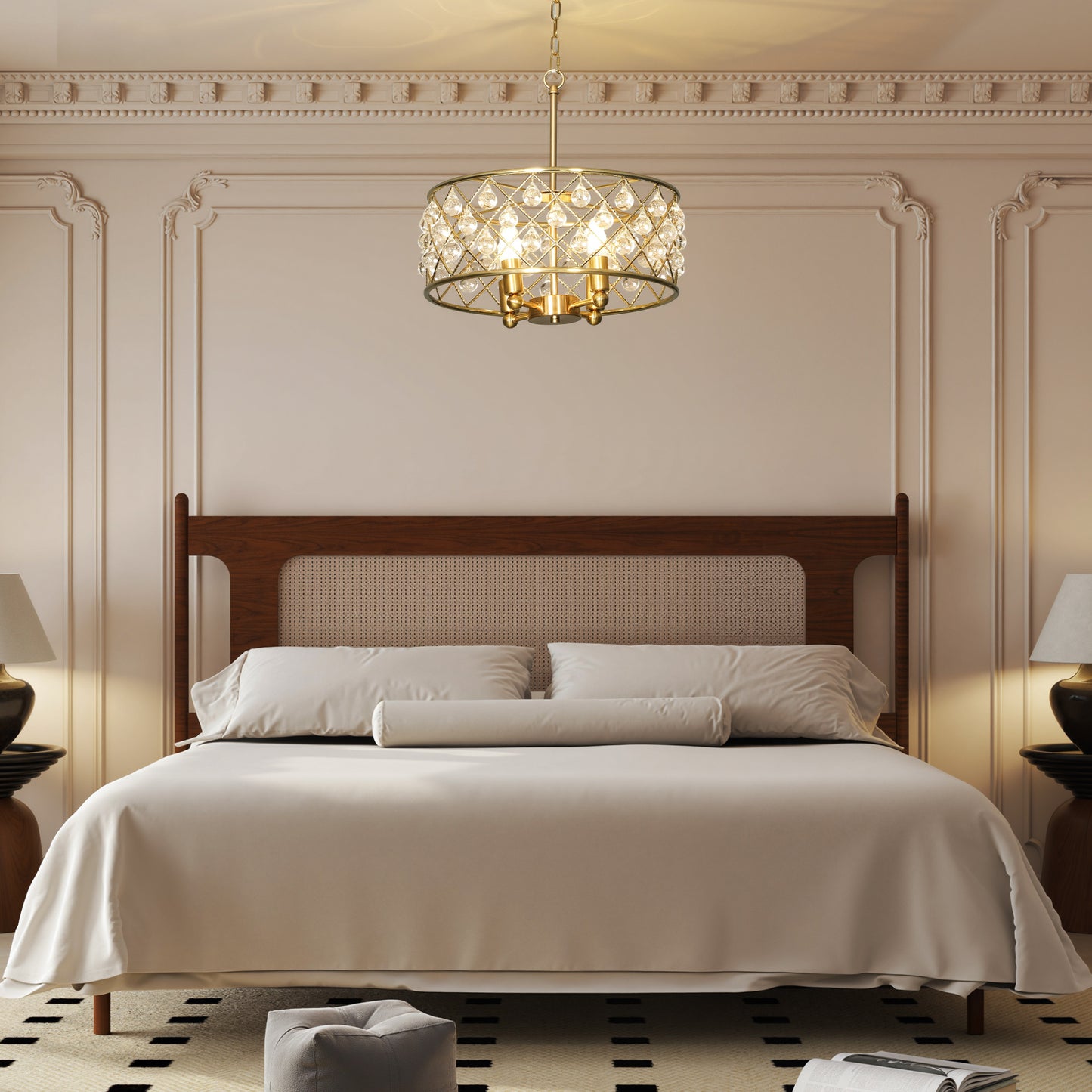 Ceiling Light with Adjustable Height, Modern Crystal Chandelier