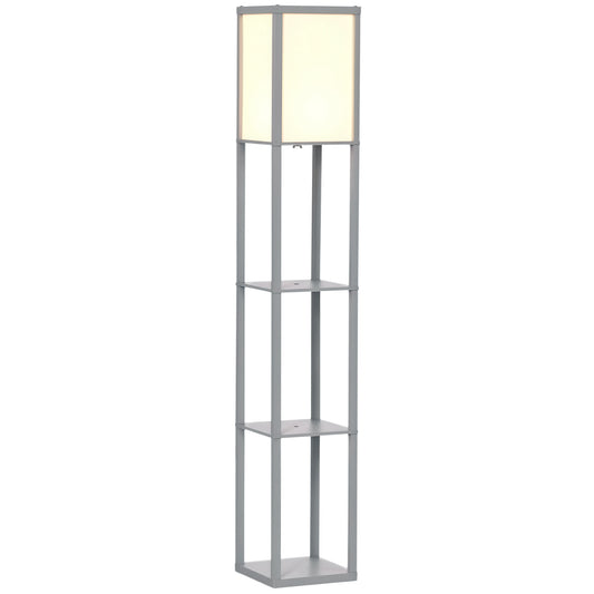 Floor Lamp Reading Lamp with 3-Tier Storage Shelf for Home Office Grey