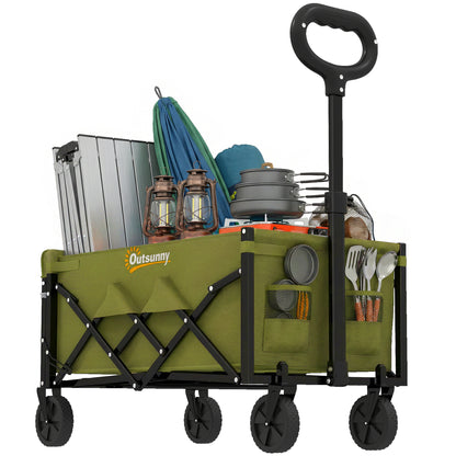 60L Festival Trolley on Wheels, Collapsible Wagon Cart, Green