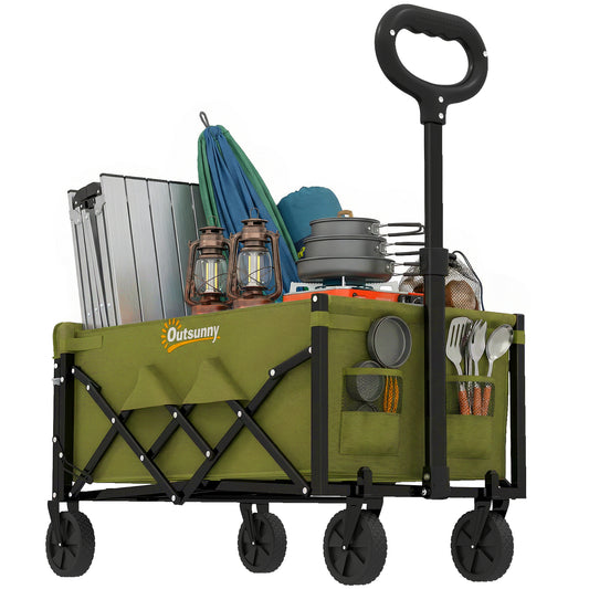 60L Festival Trolley on Wheels, Collapsible Wagon Cart, Green