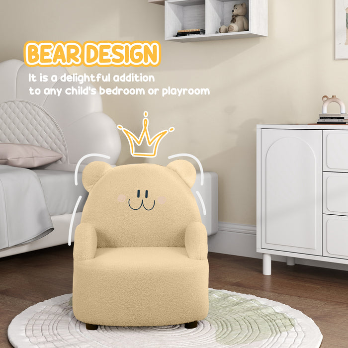 Kids Armchair, Bear Shaped Toddler Chair for Bedroom - Khaki