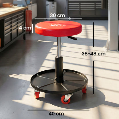 Pneumatic Adjustable Mechanic Stool w/ Tool Tray, Wheels