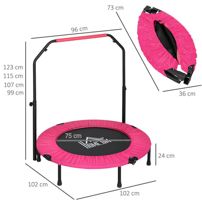 40" Foldable Mini Fitness Trampoline w/ Foam Handle, Pink