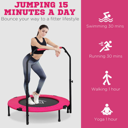 40" Foldable Mini Fitness Trampoline w/ Foam Handle, Pink