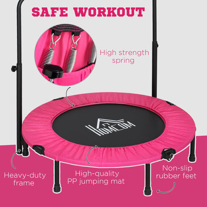40" Foldable Mini Fitness Trampoline w/ Foam Handle, Pink