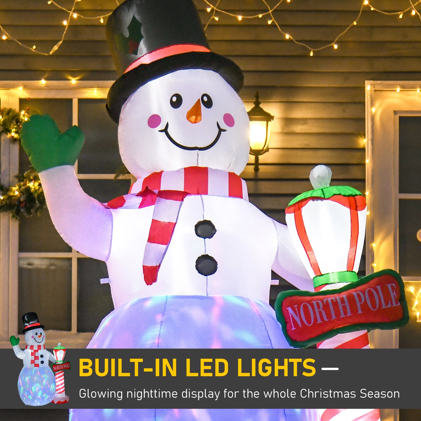8ft Christmas Inflatable Snowman with Street Lamp Lighted Decoration