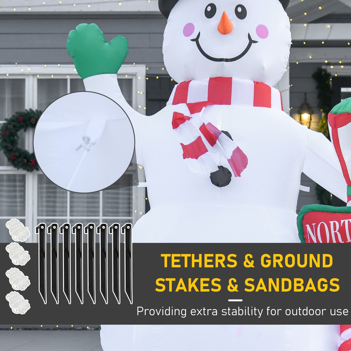 8ft Christmas Inflatable Snowman with Street Lamp Lighted Decoration