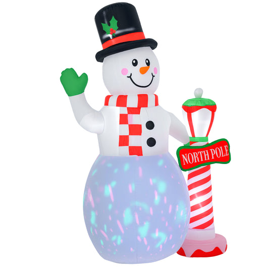 8ft Christmas Inflatable Snowman with Street Lamp Lighted Decoration