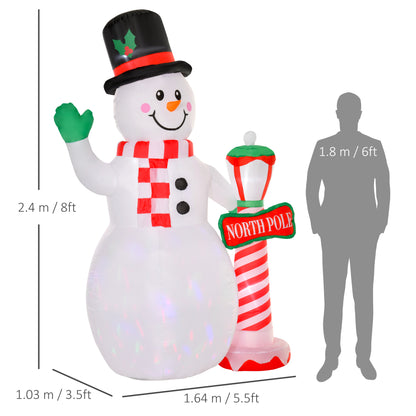 8ft Christmas Inflatable Snowman with Street Lamp Lighted Decoration
